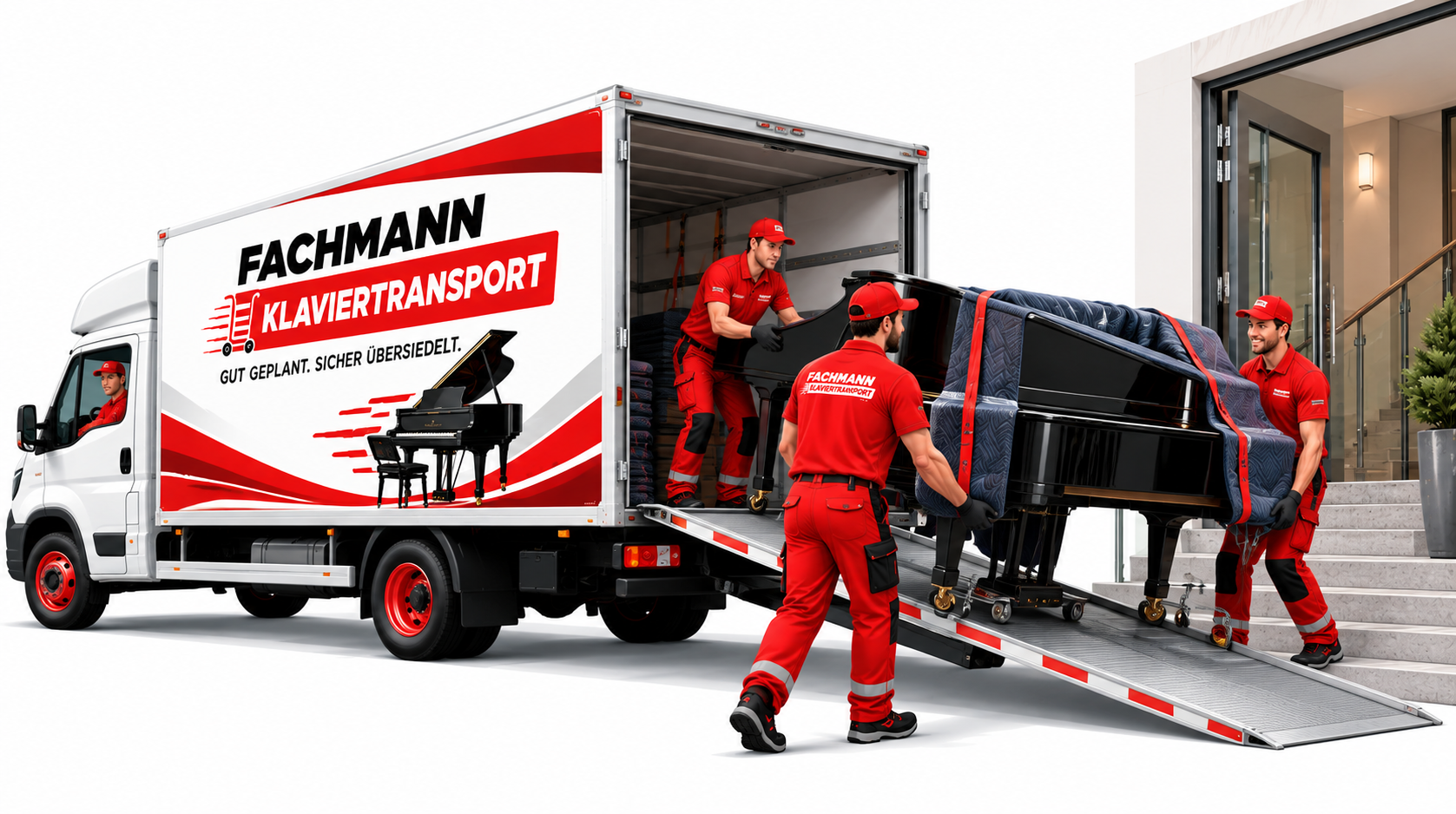 Flügel wird über eine Rampe in den LKW von Fachmann Umzug verladen